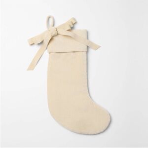 Cream Velvet Bow Christmas Stocking -  Threshold™ designed with Studio McGee